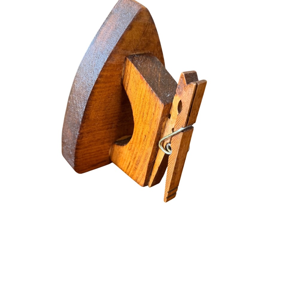 Vintage Wooden Iron Memo Holder Clothespin‎ Note Clip Rustic Desk Decor Handmade